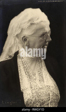 Emma, 2.8.1858 - 20.3.1934, Königin der Niederlande 7.1.1879 - 23.11.1890, Porträt, als Königin Mutter, Postkarte, 1930, Additional-Rights - Clearance-Info - Not-Available