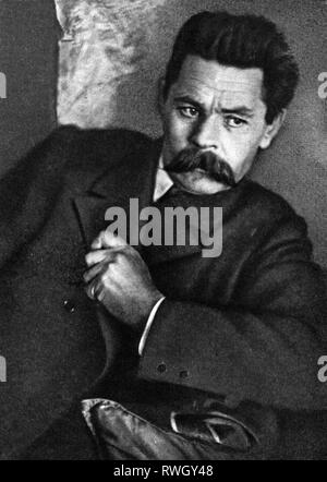 Gorki, Maxim, 28.3.1868 - 18.6.1936, Russisch Autor/Verfasser, halbe Länge, 1916 / 1917, Additional-Rights - Clearance-Info - Not-Available Stockfoto