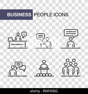 Geschäftsleute Icons Set einfache Linie flache Abbildung isoliert. Stock Vektor