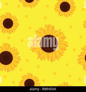 Nahtlose Muster gelbe Sonnenblumen Hintergrund Vektor-illustration EPS 10. Stock Vektor