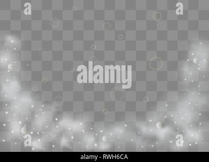 Transparente besondere Wirkung zeichnet sich durch Nebel oder Rauch. Weiße Wolke vector, Nebel und Smog, funken Glitter. Vector Illustration. Stock Vektor