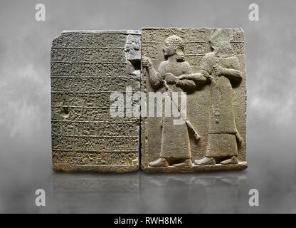 Hethiter monumentale Relief modellierten orthostat stone Panel von Royal untermauern. Basalt, Karkamıs, (Kargamıs), Karkemisch (Karkemish), 900-700 V.CHR. Anatoli Stockfoto