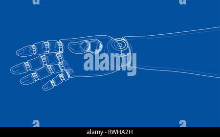 Roboter Hand skizzieren. Vektor Rendering von 3d Stock Vektor