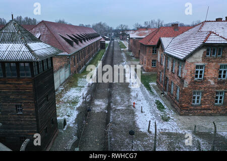 Luftaufnahme von Auschwitz Birkenau, einem Konzentrationslager in Polen während des Zweiten Weltkriegs Stockfoto