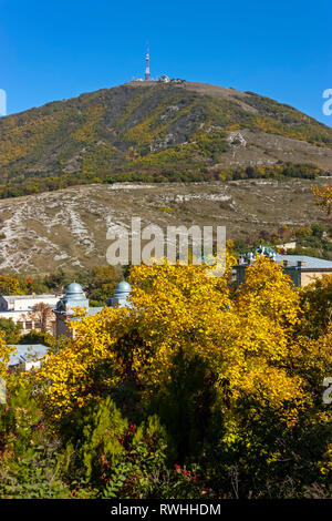 Blick auf den majestätischen Mount Mashuk von Resort Pyatigorsk, nördlichen Kaukasus, Russland. Stockfoto
