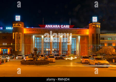 Ankara/Turkey-February 22 2019: Alte Ankara Bahnhof Gebäude Stockfoto