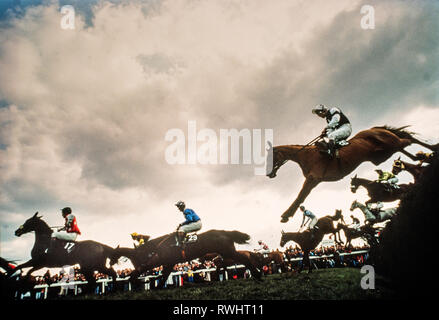 Grand National rennen Bechers Bach Zaun 1988 Stockfoto