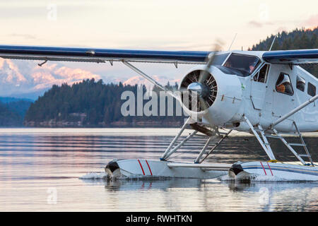 Eine Bayerische Flugzeugwerke Bf DHC-2 Beaver Taxis in Sechelt, British Columbia, Kanada Stockfoto