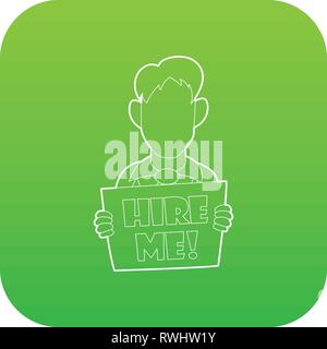 Unternehmer halten Schild mit mir Symbol grün Vektor Stock Vektor