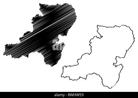 Aberdeenshire (Vereinigtes Königreich, Schottland, lokale Regierung in Schottland) Karte Vektor-illustration, kritzeln Skizze Aberdeenshire Karte Stock Vektor