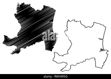 Aberdeen (Vereinigtes Königreich, Schottland, lokale Regierung in Schottland) Karte Vektor-illustration, kritzeln Skizze Stadt und Rat Bereich Aberdeen Karte Stock Vektor