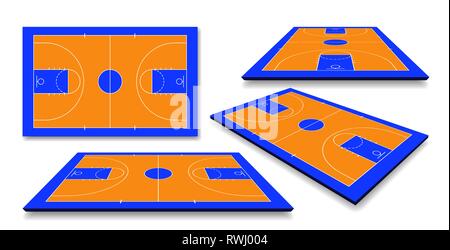 Set Perspektive Basketballplatz Stock mit Linie. Vector Illustration. Stock Vektor