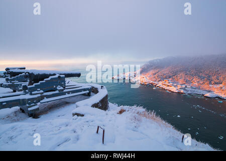 Sonnenaufgang an der Queen's Batterie, Signal Hill, St. John's, Neufundland und Labrador Stockfoto