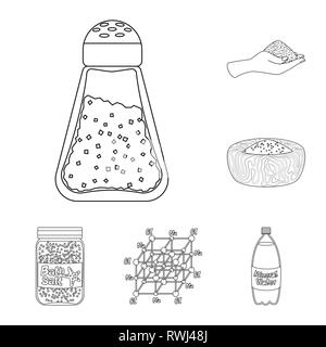 Salzfass, arm, Schüssel, Flasche, Wasser, Gewürze, Handvoll, salzig, chemischen, weiß, Körner, Pulver, Spa, Mehl, Öl, Hügel, Streuen, sauber, Behandlung, Platte, Ökologie, Kunststoff, Glas, Vintage, Container, Natrium, mineralischen Rohstoffen, Küche, Kochen, Meer, Natur, Backen, Salz, Nahrungsmittel, Set, Vector, Icon, Illustration, isoliert, Sammlung, Design, Element, Grafik, Zeichen, Outline, Linie Vektor Vektoren, Stock Vektor