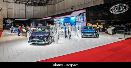 Kia stand auf dem Internationalen Automobil-Salon Genf 2019 am Mittwoch, 6. März, 2019. (CTK Photo/Josef Horazny) Stockfoto