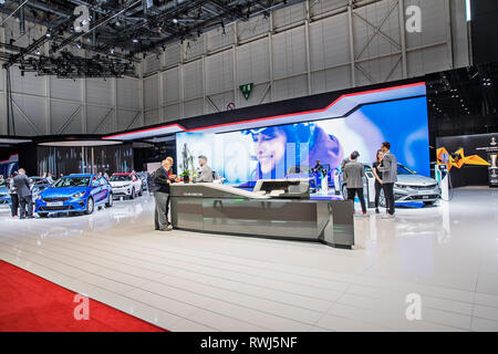 Kia stand auf dem Internationalen Automobil-Salon Genf 2019 am Mittwoch, 6. März, 2019. (CTK Photo/Josef Horazny) Stockfoto