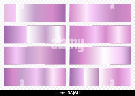 Sammlung von Hintergründen mit einem metallischen Gradienten. Brillante Platten mit UV-Effekt. Vector Illustration. Stock Vektor