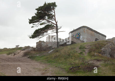 Verlassene Küste Befestigungsanlagen aus der ehemaligen sowjetischen Militärbasis, Liepaja, Karosta, Lettland Stockfoto