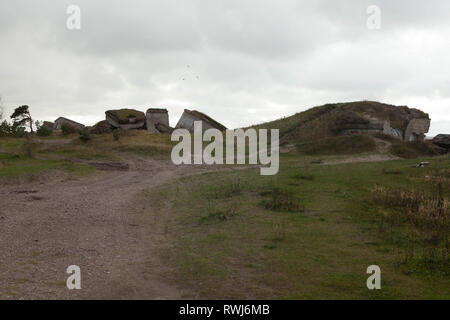 Verlassene Küste Befestigungsanlagen aus der ehemaligen sowjetischen Militärbasis, Liepaja, Karosta, Lettland Stockfoto