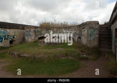 Verlassene Küste Befestigungsanlagen aus der ehemaligen sowjetischen Militärbasis, Liepaja, Karosta, Lettland Stockfoto