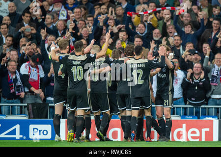 Madrid, Spanien. 5 Mär, 2019. Fussball Real Madrid v AFC Ajax Ajax feiert Champions League 2018-2019 Credit: Orange Bilder vof/Alamy leben Nachrichten Stockfoto