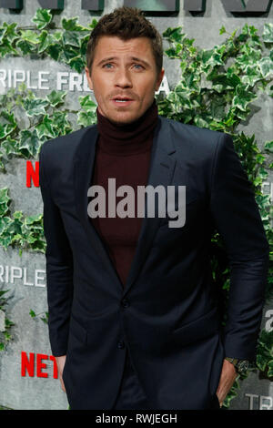 Madrid, Spanien. 06 Mär, 2019. Garrett Hedlund an der 'Triple Frontier' Premiere bei Callao Kino am 6. März 2019 in Madrid, Spanien. Credit: Jimmy Olsen/Medien Punch *** Keine Spanien***/Alamy leben Nachrichten Stockfoto