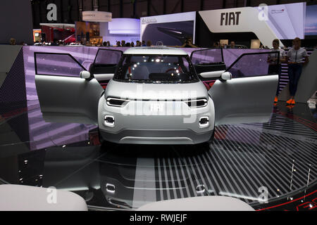 Genf. 6 Mär, 2019. Foto am 6. März 2019 zeigt die Fiat Centoventi elektrische Konzept auf dem 89. Internationalen Automobil-Salon in Genf, Schweiz. Elektrische Autos und Hybridautos sind die Highlights auf dem diesjährigen Internationalen Automobilsalon in Genf, die für die Öffentlichkeit vom 7. März bis 17. Credit: Xu Jinquan/Xinhua/Alamy leben Nachrichten Stockfoto