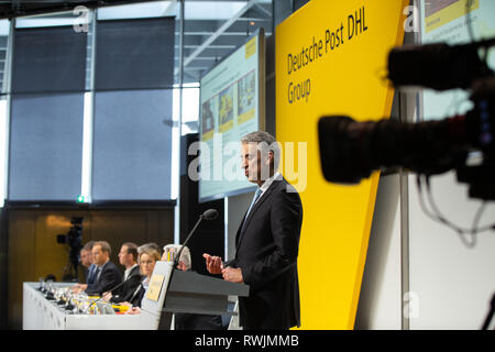 Bonn, Deutschland, 7. März 2019, Deutsche Post DHL, Bilanz- Pressekonferenz: CEO Frank Appel. Credit: Jürgen Schwarz/Alamy leben Nachrichten Stockfoto