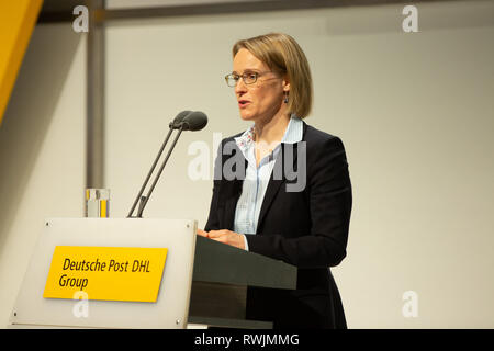 Bonn, Deutschland, 7. März 2019, Deutsche Post DHL, Bilanz- Pressekonferenz: FINANZVORSTAND Melanie Kreis. Credit: Jürgen Schwarz/Alamy leben Nachrichten Stockfoto