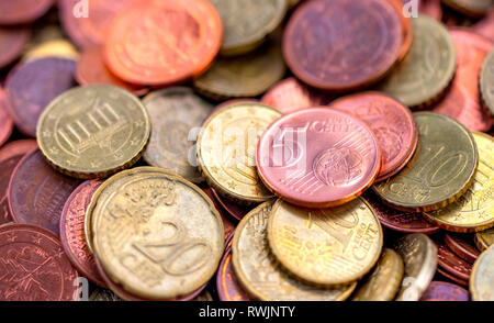 Fünf Cent Münze Geld wechseln Tipp Währung Euro Hintergrund Stockfoto