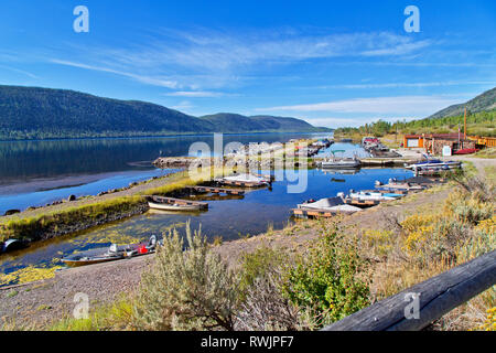 Bowery Haven Marina & RV Resort, Fish Lake, Espe Wald, Pando Klonen, Fishlake National Forest, Wasatch Mountains. Stockfoto