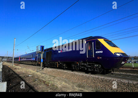 43190 First Great Western Züge, East Coast Main Line, Newark-on-Trent, Nottinghamshire, England, Großbritannien Stockfoto