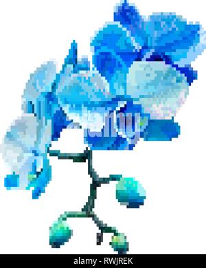 Blaue Wiese Blumen Pixel-art Stock Vektor