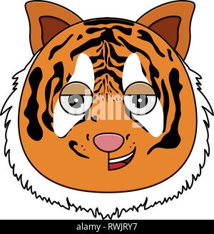 Tiger Gesicht kawaii Vector Illustration Stock Vektor