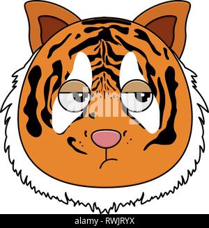 Leiter der Tiger im Comic-stil. Kawaii Tier. Stock Vektor