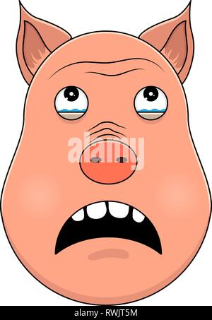 Kopf des Schweins im Comic-stil. Kawaii Tier. Stock Vektor