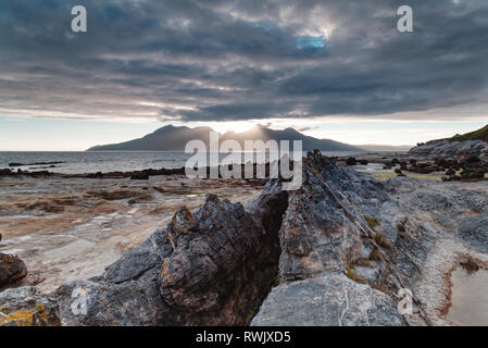 Felsformationen an laig Bucht, Insel Eigg Stockfoto