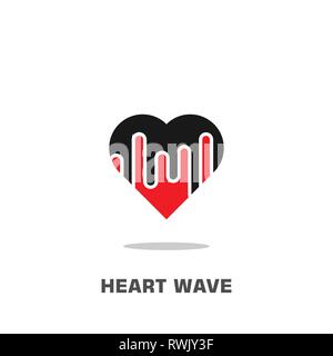 Herz wave Logo Vorlage, Vector Icons flache Bauform. Stock Vektor