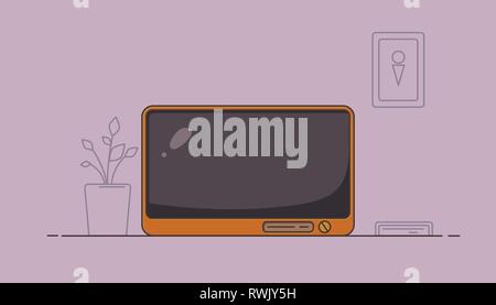 Flache Abbildung: TV im Comic-stil. Linie Hintergrund Abbildung. Stock Vektor