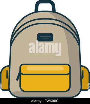 Rucksack in einem flachen Stil. Vector Illustration. Schultasche. Reisen, Camping und Wandern. Tourismus. Gepäck. Stock Vektor