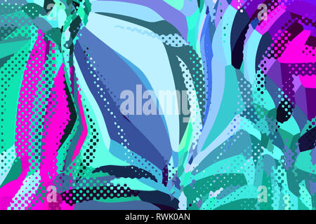 Abstrakte moderne Hintergrund. Kreative bunte Formen und Formen. Geometrische Muster. Grün, Blau und Violett hell Grafik Textur. Stockfoto