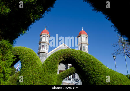 Zarcero Kirche, eine schöne Kirche in einer kleinen Stadt im Kanton Zarcero in der Provinz Alajuela, Costa Rica Stockfoto