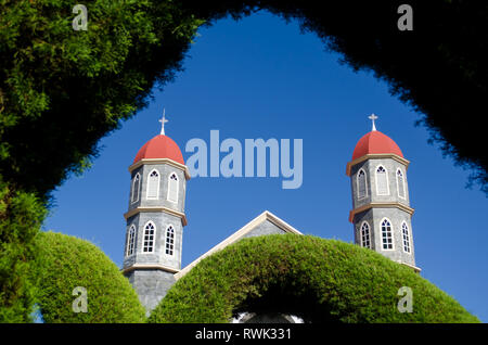 Zarcero Kirche, eine schöne Kirche in einer kleinen Stadt im Kanton Zarcero in der Provinz Alajuela, Costa Rica Stockfoto