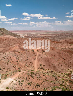 Einen Schuß von der Painted Desert, auf den letzten Jahren Reise in Richtung des Grand Canyon. Stockfoto