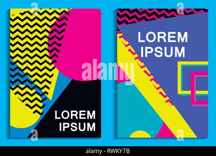 Memphis Poster Set. Geometrische Elemente im Stil der 80er Jahre. Vector Illustration Stock Vektor