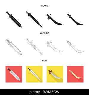 Griff, Macht, Kampf, krummsäbel, viking, Eroberer, Stahl, Pirat, Silber, alten, Ornament, Mord, Ritter, Soldat, Krieger, Spiel, Rüstung, Sharp, Messer, Schwert, Dolch, Messer, Waffen, Sabre, mittelalterliche, Set, Vector, Icon, Illustration, isoliert, Sammlung, Design, Element, Grafik, Zeichen, Vektor, Vektoren, Stock Vektor