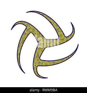 Dark Blue abstract volleyball Symbol mit Kreis Muster auf weißem Hintergrund Stock Vektor