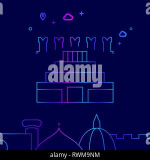 Lenins Mausoleum, Moskau Vektorlinie Abbildung. Historische Sehenswürdigkeiten Gradient Symbol, Symbol, Piktogramm, Sign. Dunkelblauen Hintergrund. Stock Vektor