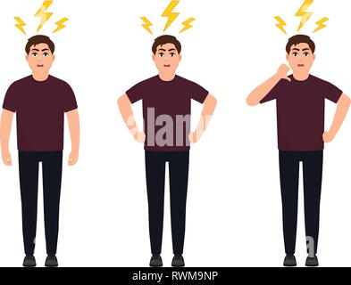 Zornigen Mann erhobene Faust und schreien und schreien Ausdruck. Mann äußert negative Emotionen und Gefühle, schreit laut und verzweifelt. Menschliche Emotion ein Stock Vektor