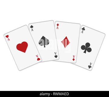 Poker Karten im flachen Stil auf einem weißen Hintergrund, Vektor Stockfoto